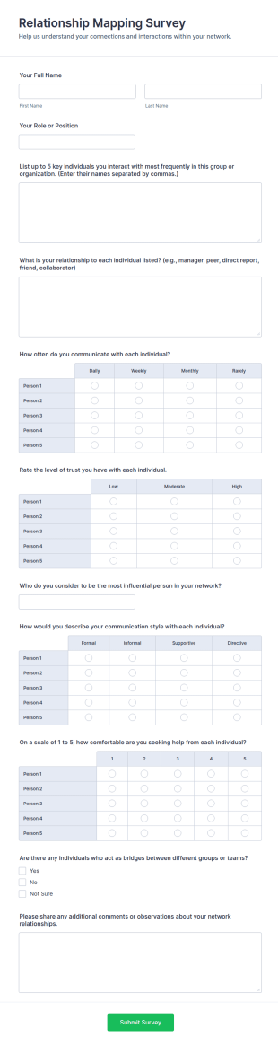 Relationship Mapping Survey Form Template