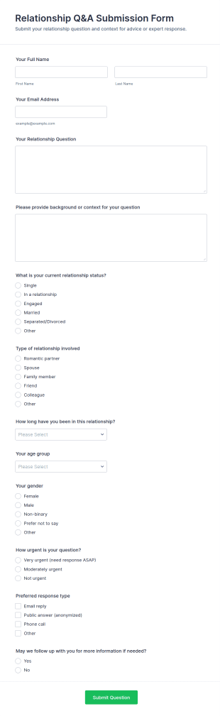 Relationship Q&A Submission Form Template
