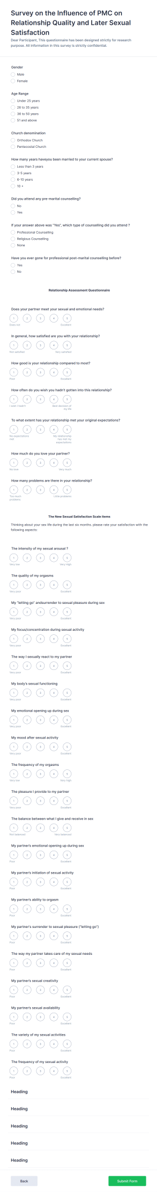 Relationship Quality Test Form Template