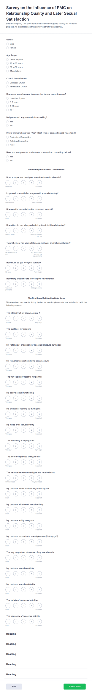 Relationship Quality Test Form Template