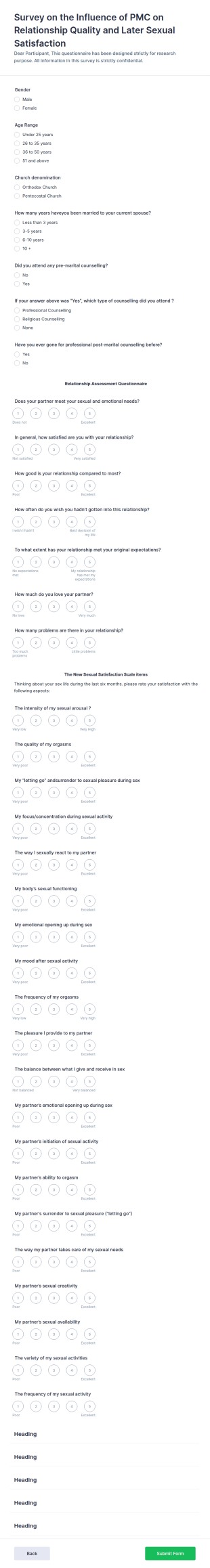 Relationship Quality Test Form Template