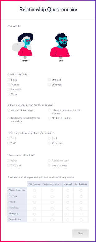 Relationship Questionnaire Form Template