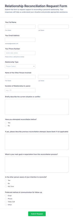 Relationship Reconciliation Request Form Template