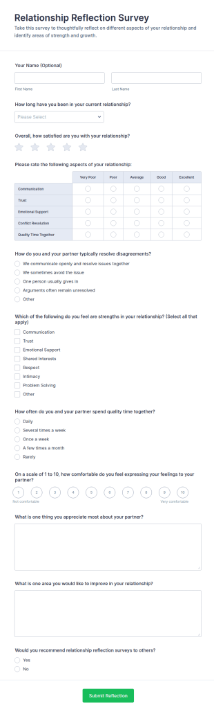 Relationship Reflection Survey Form Template