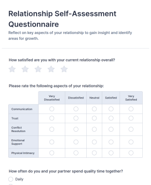 Relationship Self Assessment Questionnaire Form Template