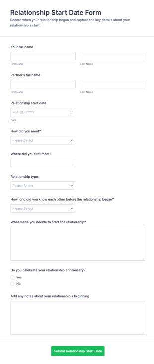Relationship Start Date Form Template
