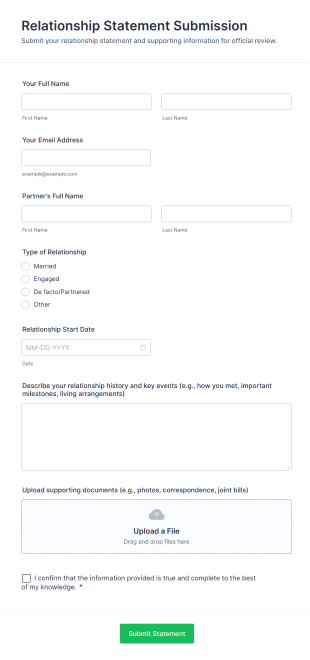 Relationship Statement Submission Form Template
