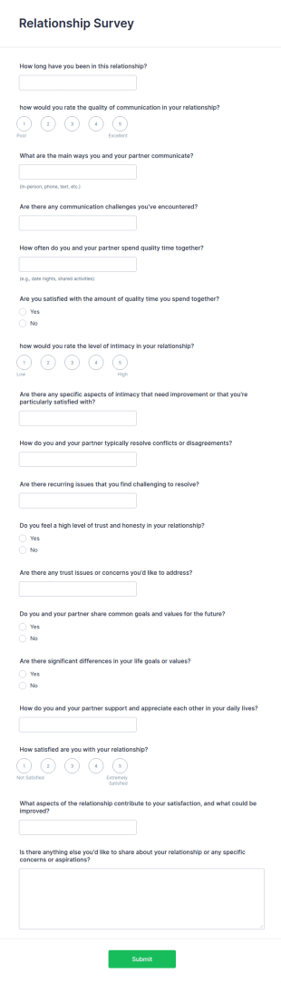 Relationship Survey Form Template