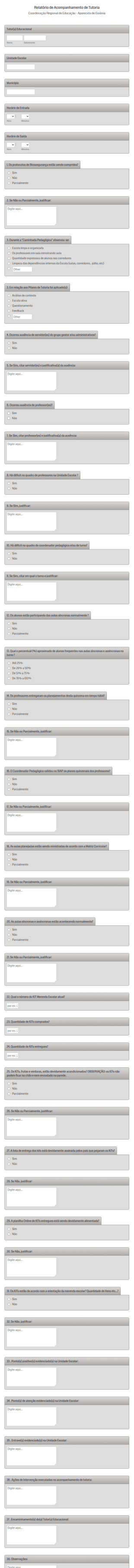 Relatório De Acompanhamento De Tutoria Educacional