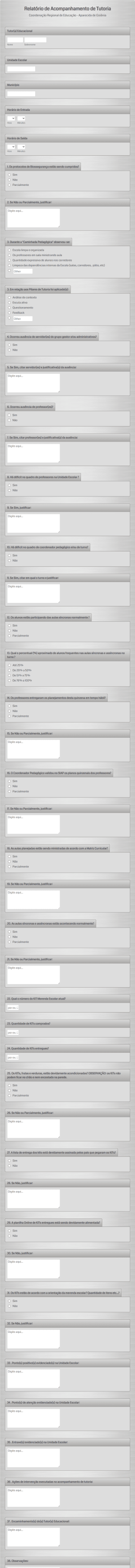 Relatório De Acompanhamento De Tutoria Educacional