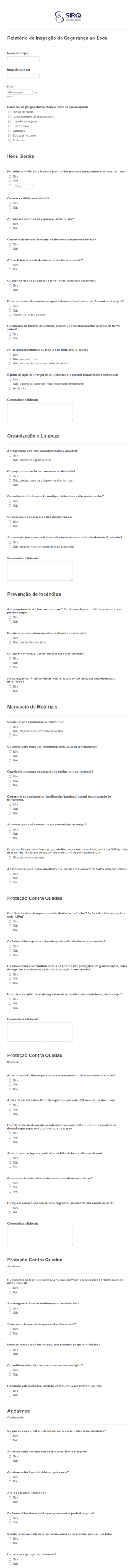 Relatório De Inspeção De Segurança No Local