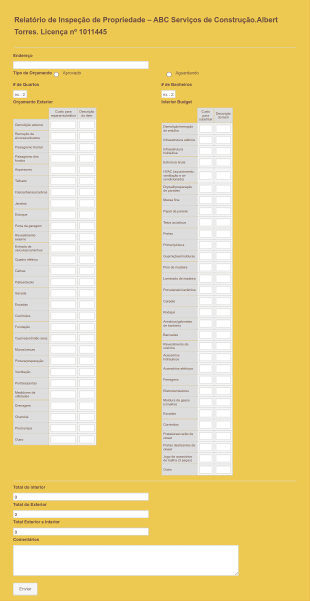 Relatório De Inspeção Para Serviços De Construção Form Template