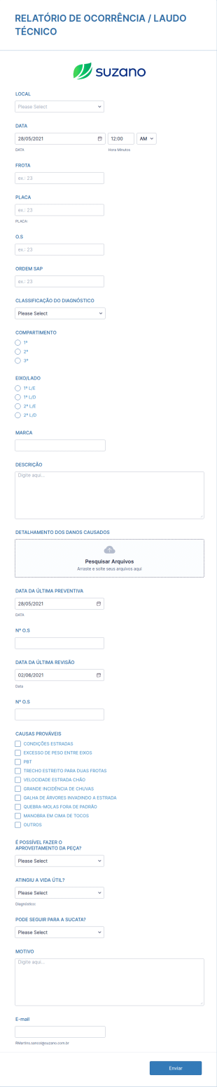 Relatório De Ocorrência / Laudo Técnico