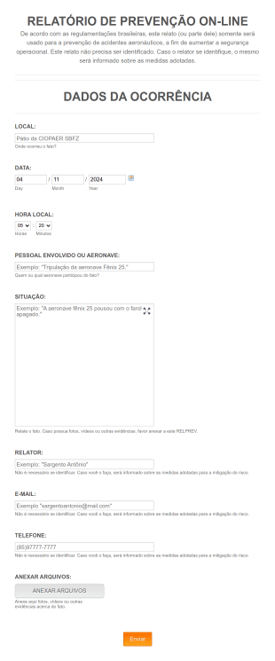 Relatório De Prevenção De Acidentes Form Template
