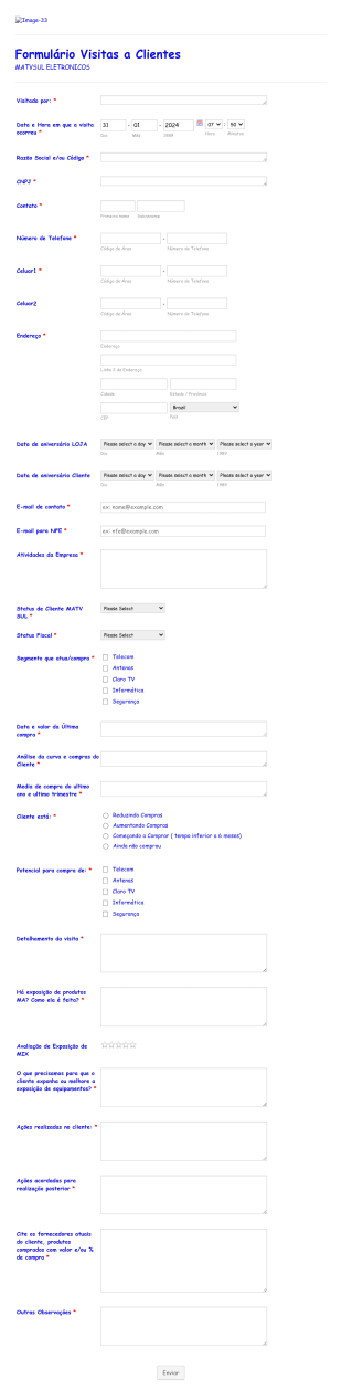 Relatório De Visitas Form Template