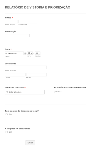 Relatório De Vistoria E Priorização Form Template