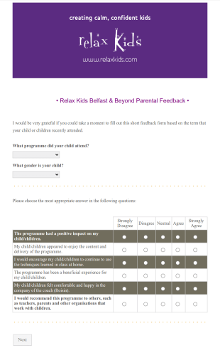 Relax Kids Term Feedback Form Template