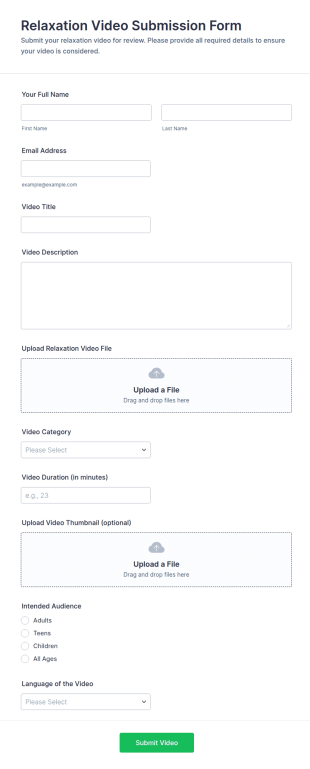 Relaxation Video Submission Form Template