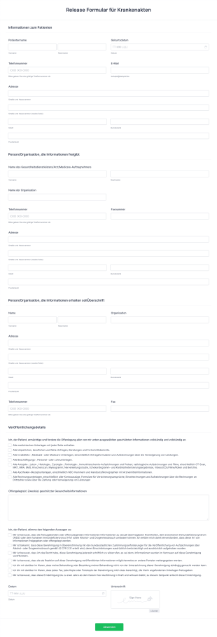 Release Formular Für Krankenakten