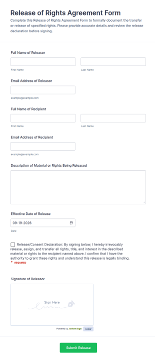 Release Of Rights Agreement Form Template