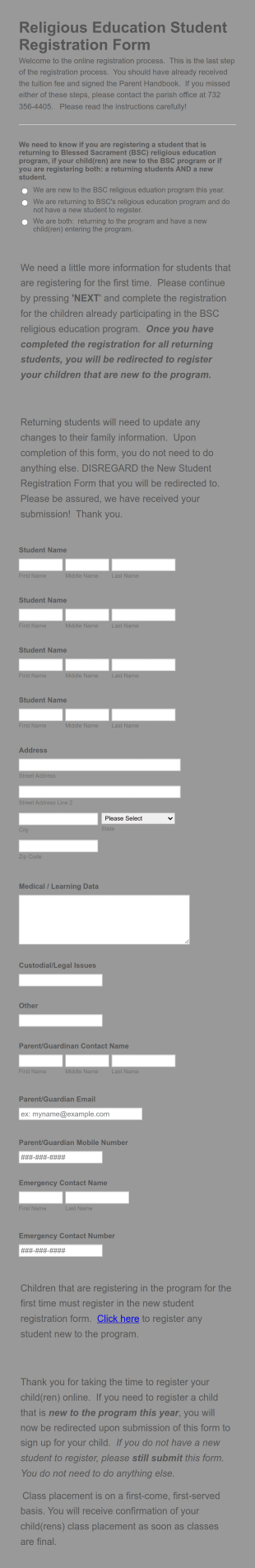 Religious Education Registration Form Template