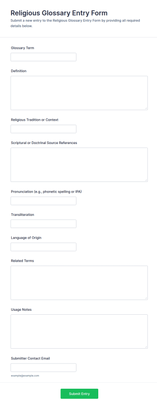 Religious Glossary Entry Form Template