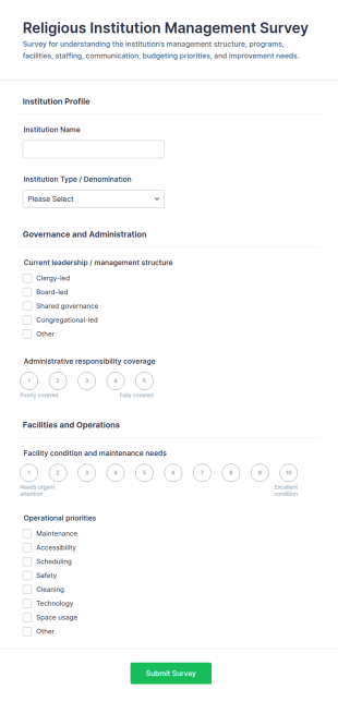 Religious Institution Management Survey Form Template