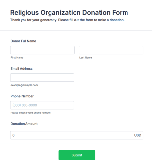 Religious Organization Donation Form Template