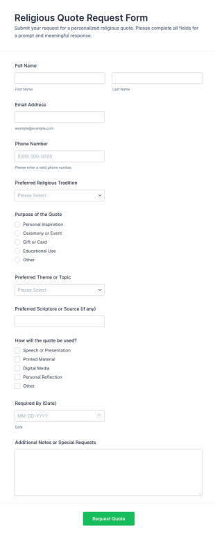 Religious Quote Request Form Template