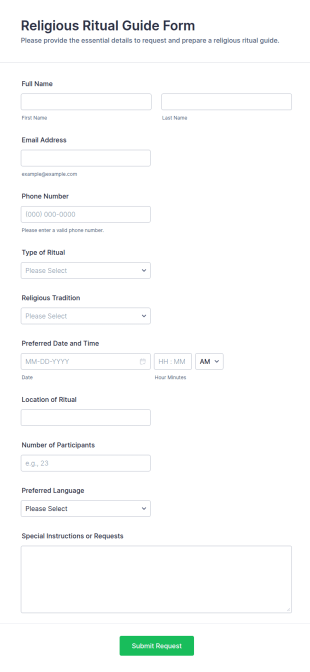 Religious Ritual Guide Form Template