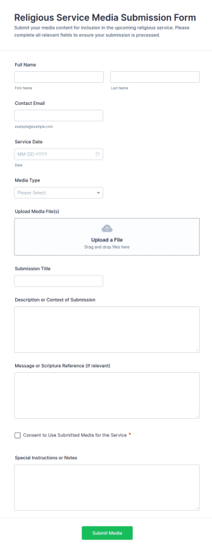 Religious Service Media Submission Form Template