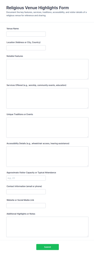 Religious Venue Highlights Form Template