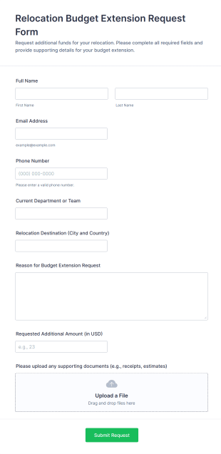 Relocation Budget Extension Request Form Template