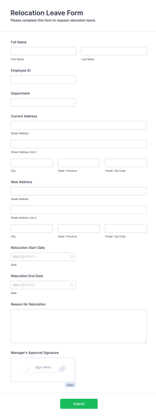 Relocation Leave Form Template