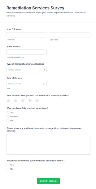 Remediation Services Survey Form Template