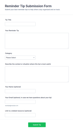 Reminder Tip Submission Form Template