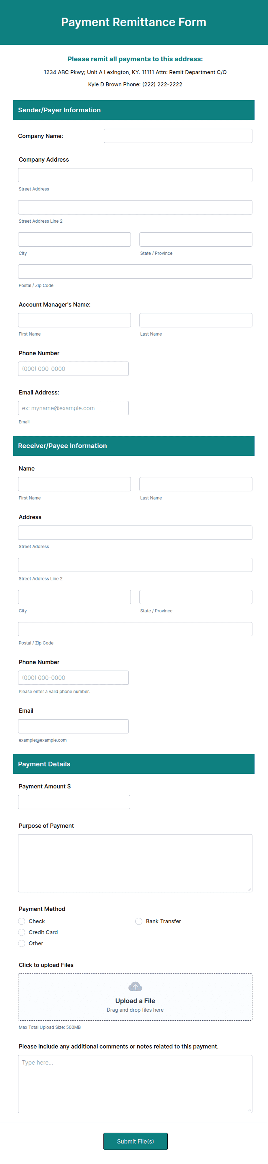 Remittance Incentive Form Remittance Template