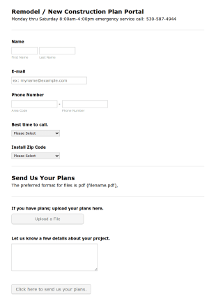 Remodel Furnace Relocation Form Template