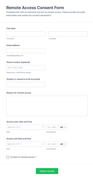 Remote Access Consent Form Template