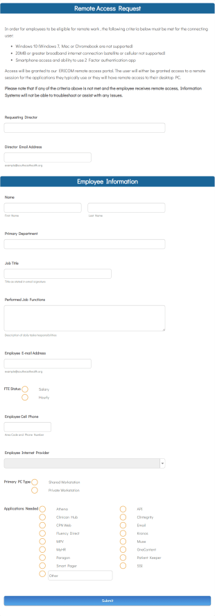Remote Work Access Request Form Template