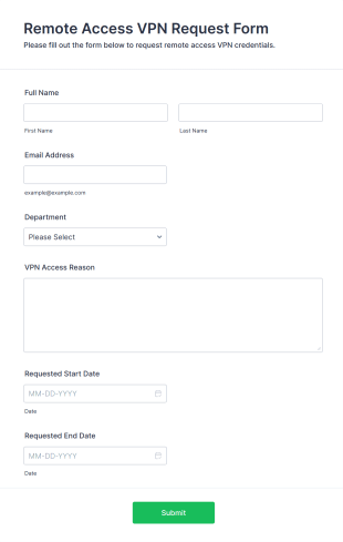 Remote Access VPN Request Form Template