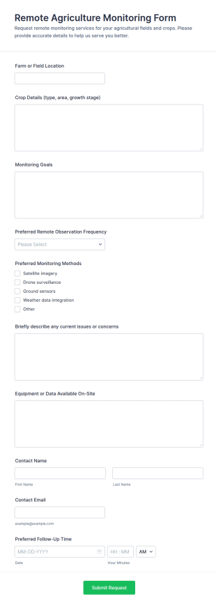 Remote Agriculture Monitoring Request Form Template