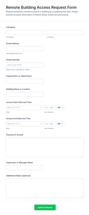 Remote Building Access Request Form Template
