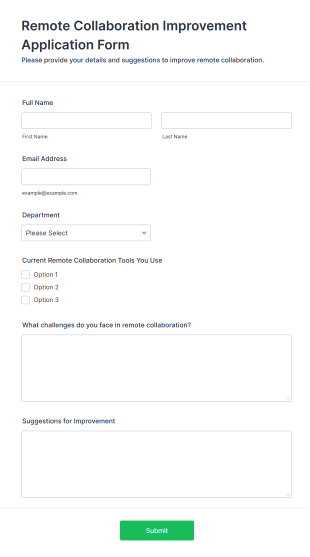 Remote Collaboration Improvement Application Form Form Template