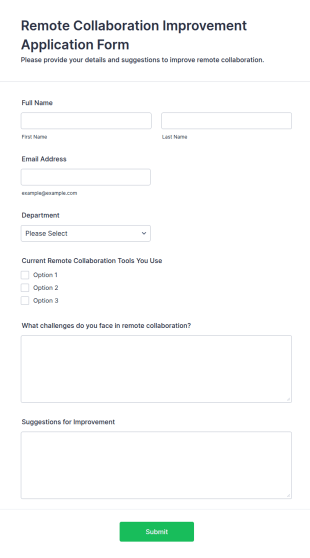 Remote Collaboration Improvement Application Form Template