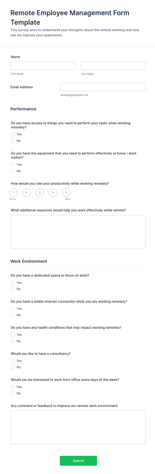 Remote Employee Management Form Template
