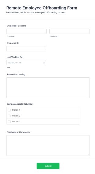 Remote Employee Offboarding Form Template