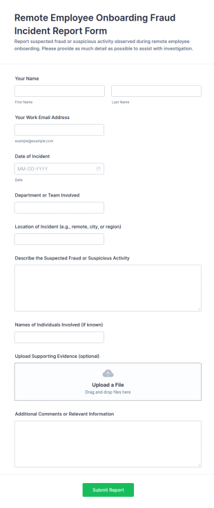 Remote Employee Onboarding Fraud Incident Report Form Template