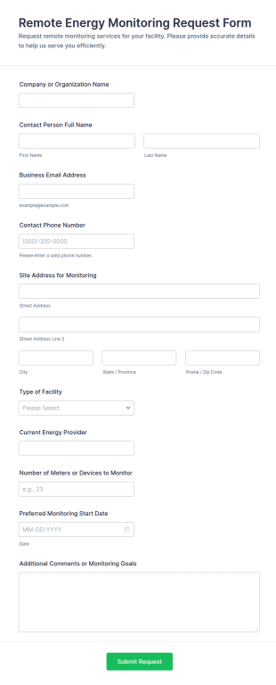 Remote Energy Monitoring Request Form Template