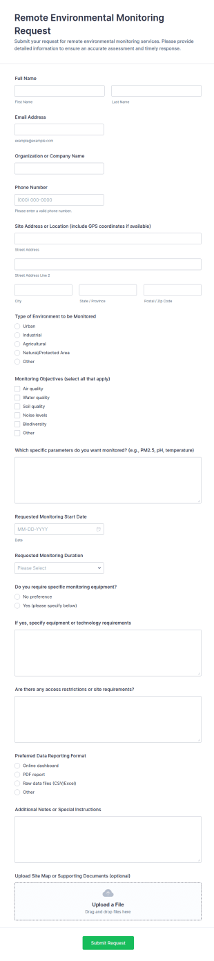 Remote Environmental Monitoring Request Form Template